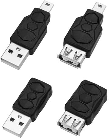 ECSiNG Adattatore Da USB 2.0 A Mini USB Da 4 Pezzi Convertitore Da USB Maschio A Mini USB Femmina Supporta Il Trasferimento Dati Da 5 V A 2 A 480 Mbps Adatto Per Computer Mobili E Tablet