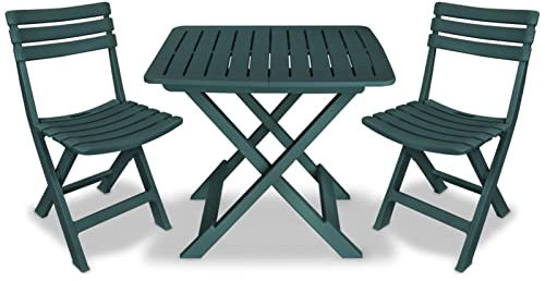 Buzaza 3-TLG. Bistro-Set GartenmöBel Set GüNstig Balkontisch Bistrotisch Garten Sitzgruppe Klappbar Kunststoff Grün