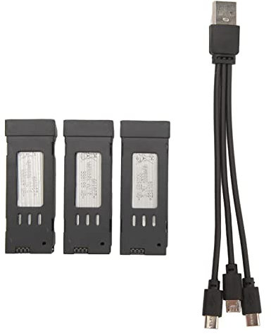 Batería de Litio para avión RC de 3 uds. con Cable de Carga 3 en 1 para avión E58 L800 JY019 S168 RC, repuestos de cuadricóptero de 1800mah, batería de Litio UAV (1800mah)