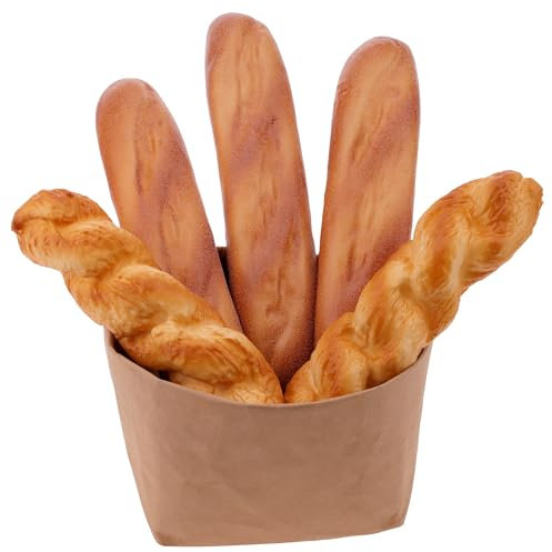 Yatinkim 5 Stück Simuliertes Künstliche Brot Satz Dekoration Lebensecht Fauxpas Laibchen Realistische Gefälschte Französische Langes Brots Twist Baguette Modell Fotorequisite