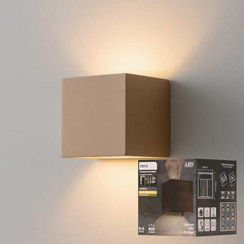 Maxled, Light is Led! Led Wandleuchten Innen/Außen 10W Aluminium Wandlampe Auf Und Ab Einstellbarer Lichtstrahl 800lm 3000K Warmweiß Led Außenwandleuchte IP65 Wasserdichte für Treppen Flur Garten