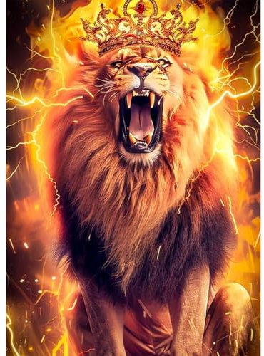 QENSPE König der Löwen Diamond Painting Set für Erwachsene, 5D Diamond Painting Löwen Diamond Art mit Werkzeugen, Kristall Diamant Kunst DIY Handwerk für Haus Zimmer Wand Dekor 30x40 cm