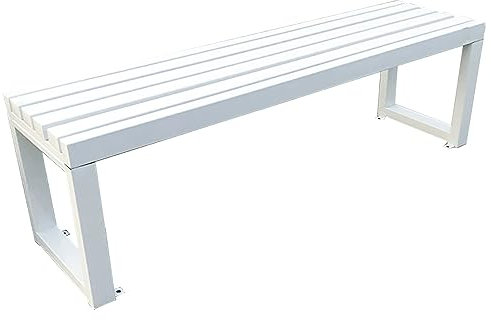 Gartenbank aus Gusseisenmetall, Parkbank, Außenbank, Dickes Brett, wasserdicht, rost- und sonnenbeständig, für Veranda, Stuhl, Park, Hof, Terrasse, Rasen, tragend 500 kg (Farbe: Weiß, Größe: