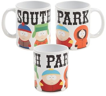 South Park Tasse - Eric, Kenny, Kyle & Stan Kaffeetasse Becher Kaffeebecher aus Keramik Weiß 320 ml