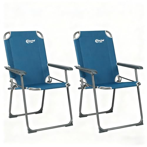 Portal Campingstuhl faltbar Klappstuhl Camping bis 150kg belastbar | Angelstuhl Strandstuhl klappbar hohe Rückenlehne für Outdoor Garten Festival