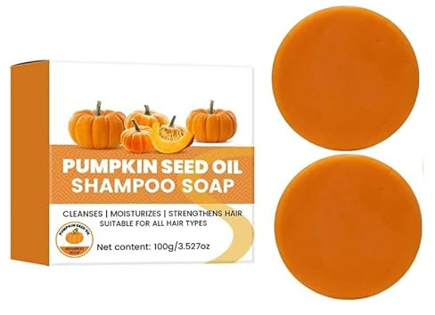 Kürbiskernöl-Shampoo-Riegel, zur Reparatur des Haarwachstums, feste feuchtigkeitsspendende Shampoo-Seife für trockenes, geschädigtes Haar, nährende vegane Haarpflege, Conditioning (2PCS)