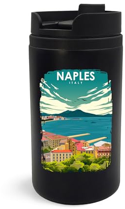 Naples Italy Vintage Style Poster Travel Mug Travel Tumbler Insulated Coffee Cup Portable Mug