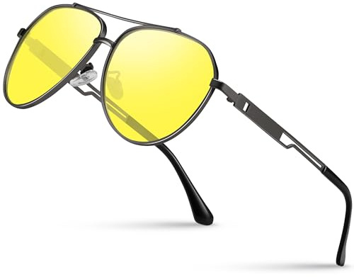 Nachtsichtbrille-Anti-Glare-HD-Nachtsichtbrille zum Fahren-Al-Mg-Metallrahmen-polarisierte Gläser-Blendfreie Nachtfahrbrille für Männer und Frauen-Stilvoll für Autofahren, Angeln, Skifahren,gun