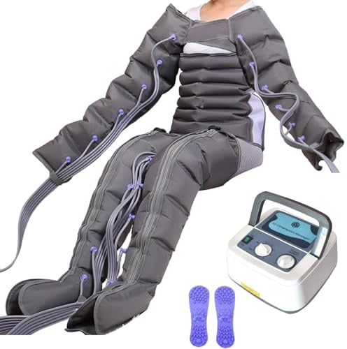 Lymphdrainage Gerät für Beine, Bauch und Arme, 6 Kammern Grau M | Lymphdrainage Gerät Beine Bei Lipödem Kompressions Beinmassagegerät Recovery Boots für Zuhause 30-240mmHg Einstellbarer Druck