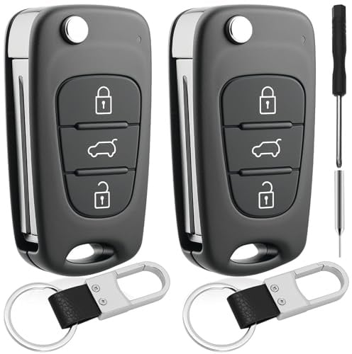 LongZYU 2 Piezas Funda Llave Coche, Llave de Coche Carcasa de 3 Botones | Funda para Llaves de Coche, Compatibles con Hyundai i10 i20 i30 ix20 ix35 y Kia Ceed Soul Sportage Rio Picanto Venga