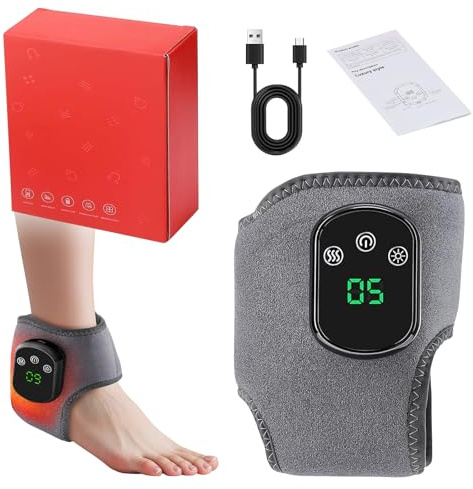 1 Pc 3-in-1-Fußmassagegerät,Tragbares kabelloses Fußmassagegerät für für Füße Knöchel,Wärme-Fußmassagegerät elektrisches Fußmassagegerät mit 5 Heizstufen & 3 Vibrationsmodi,Geschenk für Frauen Männer