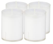 Sovie Refill Kerzen - Kerze in Kunststoff-Hülle - ca. 24 Stunden Brenndauer - Kerzen Deko Innen & Außen - Schützt Glas & Dekoration (Transparent - 4er)