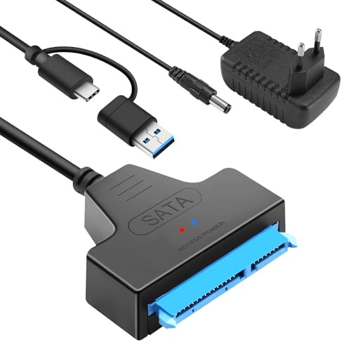 Gbformat SATA USB Adapter,USB3.0 zu SATA Konverter Adapter,Typ C/USB3.0 auf SATAIII/II/I Festplattenadapter für 2,5/3,5 Zoll HDD/SSD Festplatte und SATAOptisches Laufwerk mit 12V/2A Netzadapter,UASP