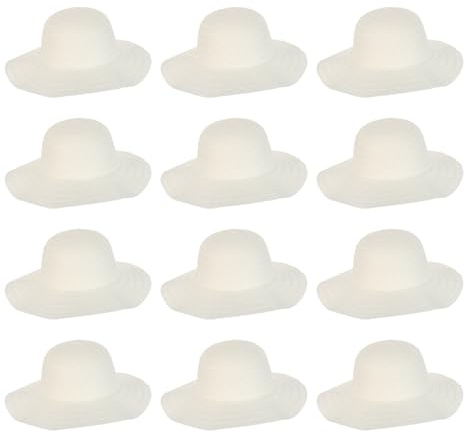 LALADEFIEE Sombreros de Paja Beige y Protección UV 12 para Bricolaje ala Ancha Ajustable y Disfraces de Verano Manualidades en Grupo