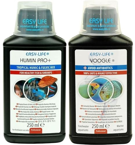 Easy Life Humin Pro+ & Voogle 2er Mix-Set – 2×250 ml Wasserpflege‑Duo für Aquarium | Immunsystem & Gesundheit stärken, Stress reduzieren, Vitalität & Farbenpracht