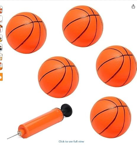 TUBAWD 5Pcs Set Mini Basketball, Basketball, 4.7 Small Basketball Set with Included Pump and Needle Basketball for Indoor and Outdoor (The Color of The Pump Is Random)