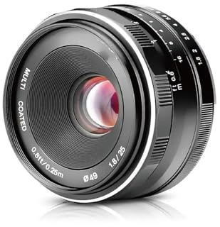Objectif Manuel à Grande Ouverture 25mm F1.8, Compatible avec Les caméras Micro 4/3/E/EF-M/X(M4/3)