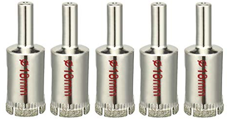 sourcingmap 5Pcs 18mm Diamond Coated Hole Saw Drill Bits for Glass Ceramic Tile Marble Rock Porcelain Bottles Pots Brick