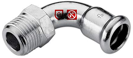 C-Stahl Pressfitting M Kontur - Übergangsbogen 90° (AG) - 15mm x DN 15 (1/2)