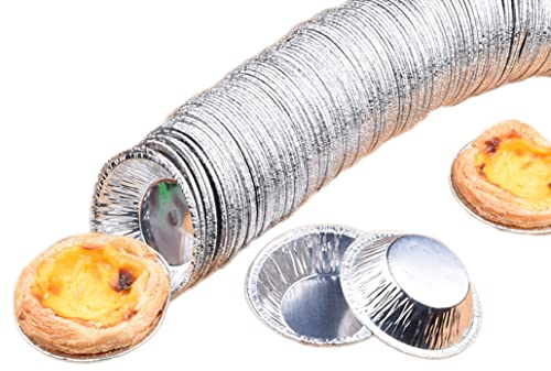 Set di 250 stampi in alluminio monouso, rotondi, per forno, ideali per crostatine, muffin, cupcake