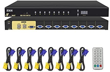 KVM-Switch VGA USB KVM-Switch 4/8/16-Port VGA 4/8/16 in 1-Out-Projektor Video-Display-Fernbedienung mit 4/8/16 Original VGA-Kabel: Für Win98 / ME / 2KP4 / XP / 2003, Linux, Apple, MAC 8 ports