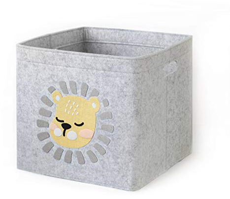 Lucky Sign - Aufbewahrungsbox Kinder faltbar Spielzeugkiste aus Filz Aufbewahrungskorb Wickeltisch für Kinderzimmer, 33x33x30cm - Junge Löwen