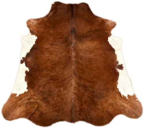 generisch Kuhfell Stierfell Rinderfell Teppich braun ca. 220 x 210 cm echter Fellteppich braun weiß Natur