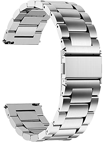 Fullmosa 4 Colores para Correa Metálica de Reloj de Liberación Rápida, Pulsera Reloj de Acero Inoxidable, Plata 19mm