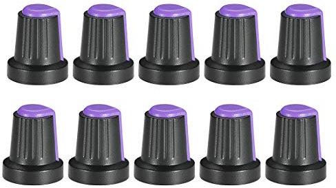 sourcing map 10Pcs 6mm Shaft Hole Knob for Speaker Effect Pedal Amplifier Potentiometer Knob Purple Mark 17mm Height
