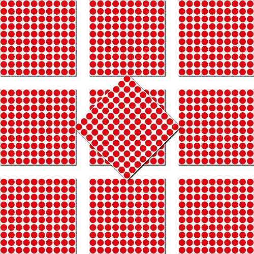 1000 Klebepunkte 15mm selbstklebend farbige Punkt Aufkleber PVC Deko Folie Etiketten Inventur (rot)