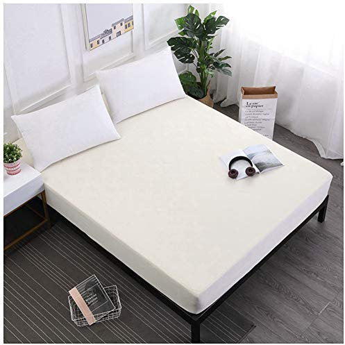 GELing Cache Sommier Drap Housse pour Matelas Jusqu'à 30/45 CM d'Épaisseur, Résistant à l'eau, Disponible en Différentes Tailles Et Couleurs,Beige,160X200+30cm