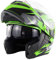 ATK SM955 Modul Hochklappen Motorradhelm Doppelte Windschutzscheibe Eingebaute Sonnenblende Herausnehmbares Futter Tragbares Schloss, DOT,Green,XXL(63-64cm)