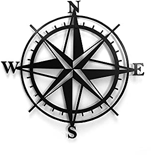 Decorizzly® Bussola in metallo nero, rosa dei venti in stile nautico, 50 cm, moderna decorazione da parete 3D, vela, decorazione geometrica da parete (bussola ORIG)