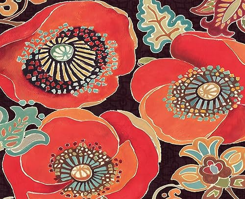 STROXTH WALLPAPER Papier Peint Panoramique 3d Sur Mesure Fleur Tropicale Chambre Enfant, Abstraites Vintage Colorees Rose Floral Orange Vert Feuillage Fille Garcon Adulte Poster Geant Mural