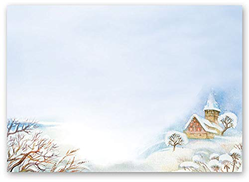 100 Blatt Briefpapier Natur & Landschaft WINTERLANDSCHAFT - DIN A6 (Quer) Format - Paper-Media