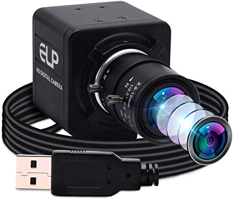 ELP FHD 1080P Zoom Webcam,Wide Angle 2.8-12mm Variable Focus Lens,2MP IMX323 Sensor Web Camera 0.01Lux Low Illumination Laptop PC Video Conference USB2.0 Camera for Windows/Linux/Raspberry Pi