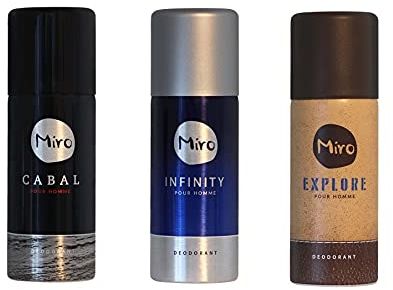 MIRO cabal MIRO INFINITY MIRO EXPLORE Deodorant Spray jeweils 150 ml (= 450 ml) 24 h Schutz - ohne Aluminium