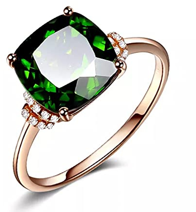 BAJIE Ehering Roségold Smaragd Damenring Smaragd Topas Schmuck Ring mit Box