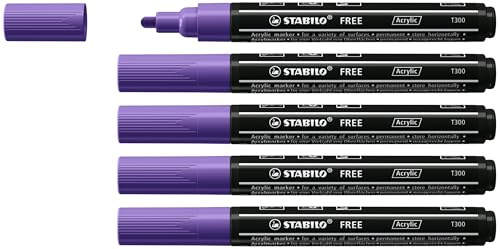 STABILO - Marker acrilico - FREE Acrylic T300 | Confezione da 5 - Viola