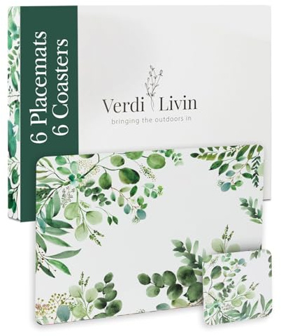 Set mit 6 Kork-Tischsets und Untersetzern (12 Stück) – hitzebeständige Kork-Tischsets 40,6 x 30,5 cm, Harte Platzsets mit Korkrückseite und passender Geschenkbox – abwischbare Tischsets