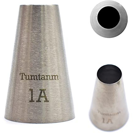 Tumtanm 1A Nozzle Large Drop Flower Piping Tip, Large Seamless Stainless Steel Icing Piping Nozzle Tip #1A