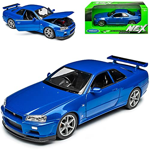 Welly Nisan Skyline R34 GT-R Coupe Blau 1998-2002 1/24 Modell Auto