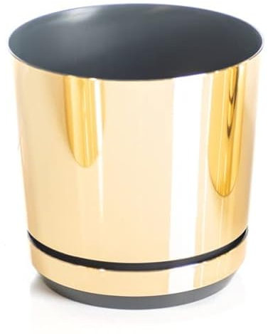 KORAD Gold Mirror Indoor Plant Pots with Drainage Holes and Matching Saucer–Modern Decorative Plastic Flower Pots for Houseplants, Succulents, Herbs–6 Sizes, 25 Stylish Colours- (12 cm)