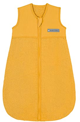 Odenwälder Sommerschlafsack Frottee | Schlafsack 0,5 TOG | Sommer Schlafsack 110cm | Mustard
