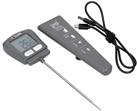 Taylor Pro Instant Read USB Digital Rechargeable Cooking Meat Thermometer with 5 Year Guarantee,Black,20.5 x 2.5 x 5.7 cm; 0.1 Grams
