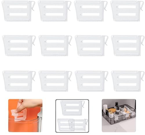 Expandable Fridge Space Allocator, 12PCS Clear Plastic Drawers Separators, 3.1-4.7Adjustable Separators for Refrigerator, Office, Kitchen Storage