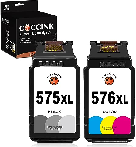 COCCINK 575XL 576XL Druckerpatronen für Canon PG-575 CL-576 für Canon Pixma TR4755i TR4750i TR4751i TS3550i TS3551i TS3750i TS3751i TS3752 TR4755i TR4756i 575 XL 576 XL Schwarz und Farbe Patronen