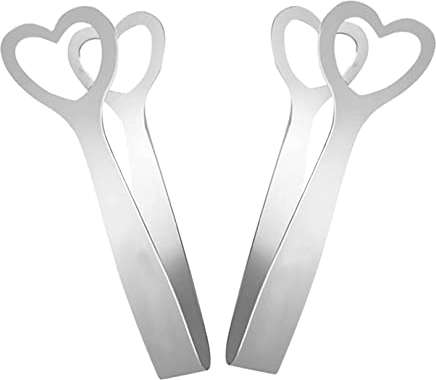2pcs Sweet Tongs Mini Serving Tongs,Stainless Steel Heart Ice Sugar Tongs,Ice Cube Tong Small Lemon Tongs,Small Buffet Serving Tongs for Food Coffee Sweets Bread Cake Kitchen Party Bar Bucket