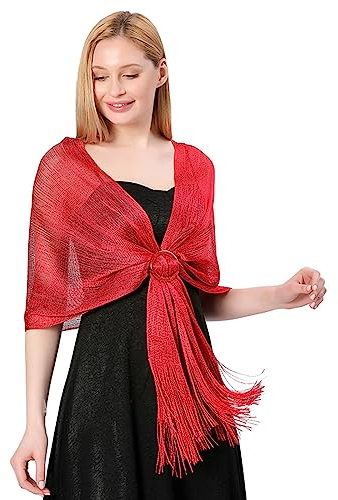 LumiSyne Mujer Chales Metálicos Brillantes y Envolturas Con Hebilla Glitter Color Sólido Flecos Bufandas Largo Ligero Estola Elegante Para Vestidos De Fiesta De Noche Boda Novia Dama De Honor Baile