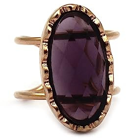 El Joyero Anelli in ottone placcato oro rosa | Graziosi anelli con ametista viola | gioielli ad anello regolabili | gioielli da donna graziosi | regalo per lei., adjustable, Ottone e pietre preziose,